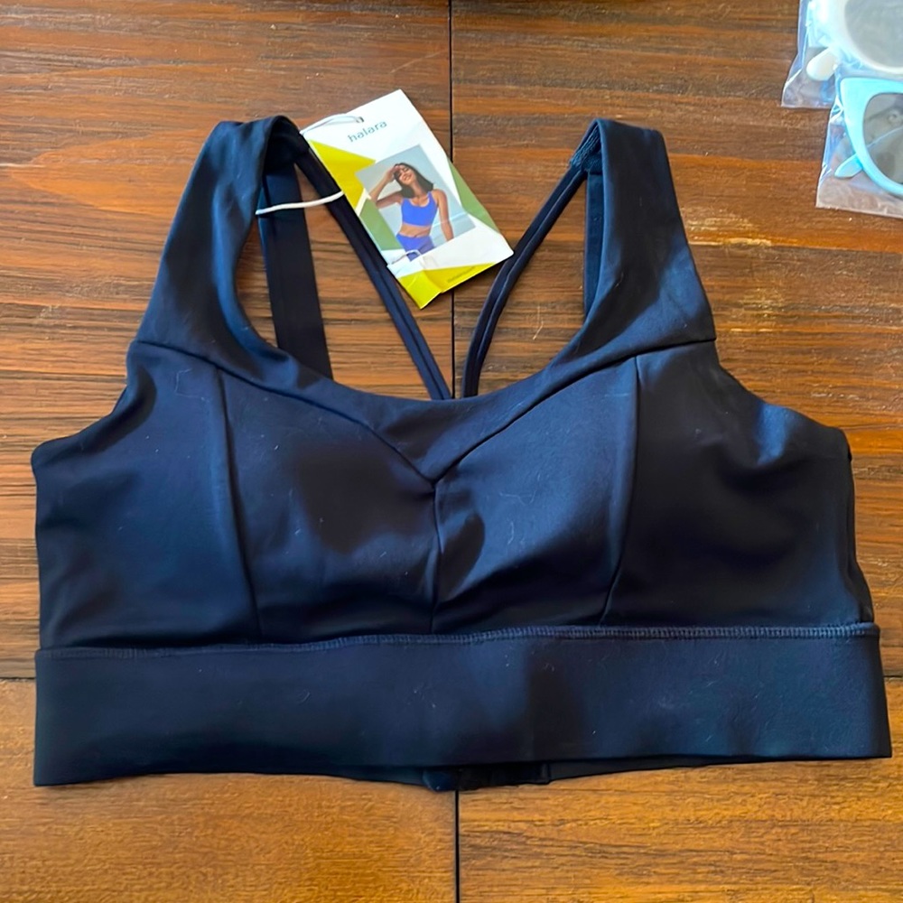Halara black workout bra, size large NWT